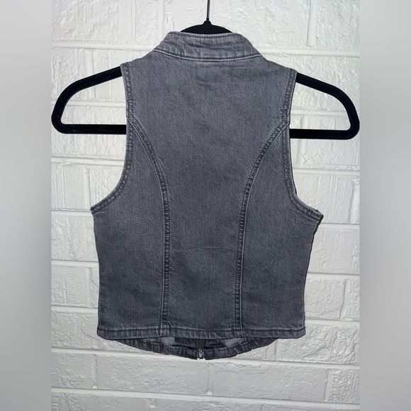 NWT WILD FABLE women’s zip up denim moto vest gray wash sz XXS ✨ - Picture 7 of 7